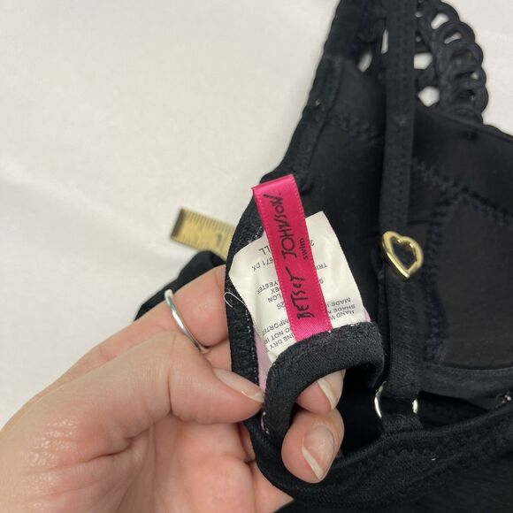 Betsey Johnson Lace Bikini Top Bottom Pink Black - Picture 9 of 10